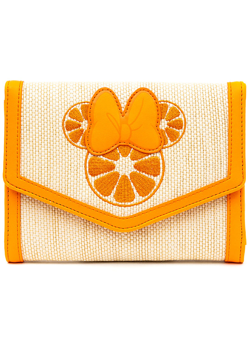 Disney Minnie Bow Orange Straw Pouch Crossbody Bag