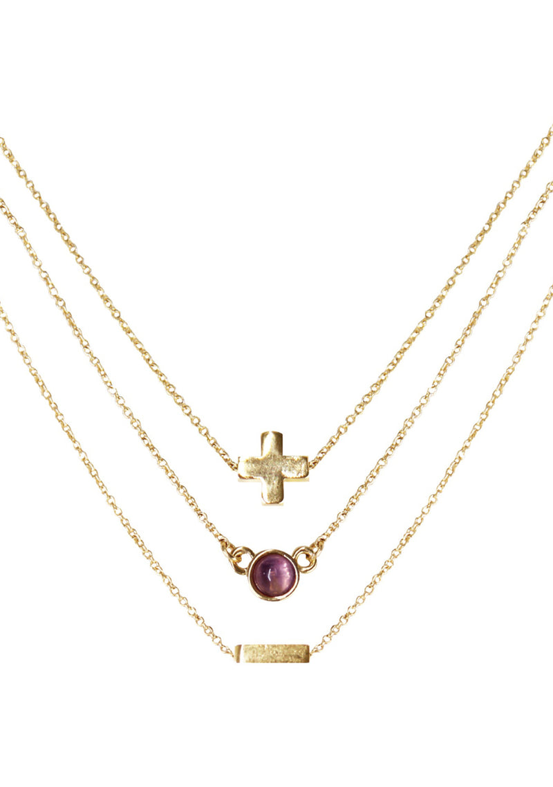 Dream Amethyst Delicate Chain Necklace Set