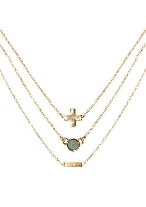 Charged Peace Amazonite Delicate Chain Necklace Set