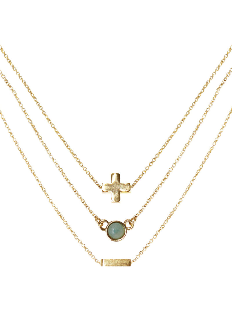 Charged Peace Amazonite Delicate Chain Necklace Set