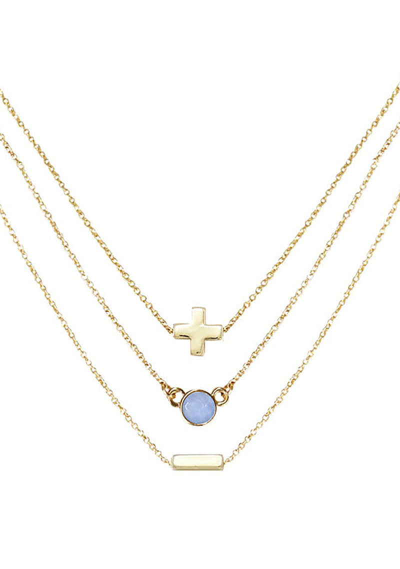 Serenity Blue Agate Delicate Chain Necklace Set