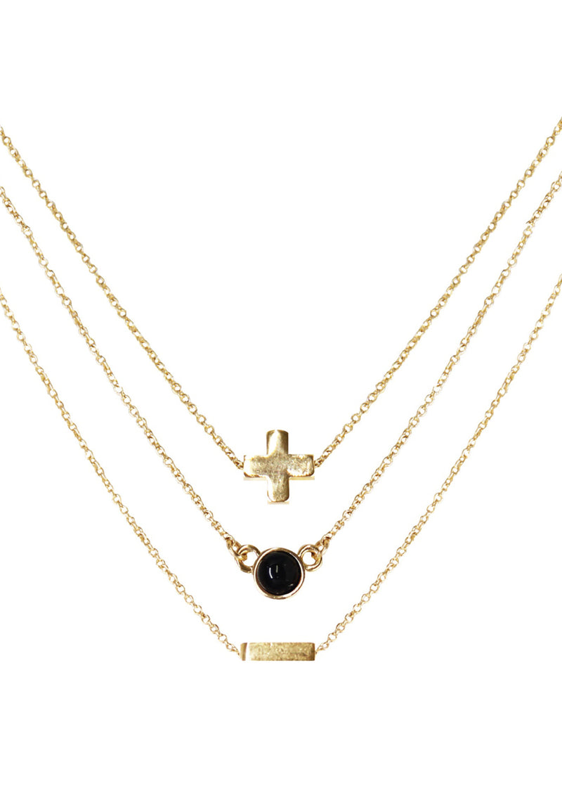Strength Onyx Delicate Chain Necklace Set