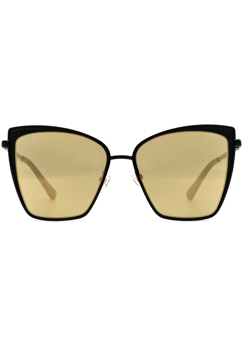 Becky Sunglasses in Matte Black/Gold Mirror