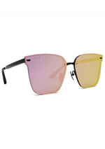 Bella V Sunglasses in Matte Black/Pink Mirror