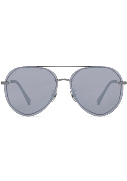DIFF Silver Gray Flash Rimless Aviator Sunglasses Tosca II Aviator Sunglasses | Snowbound & Grey & Silver  main image 2