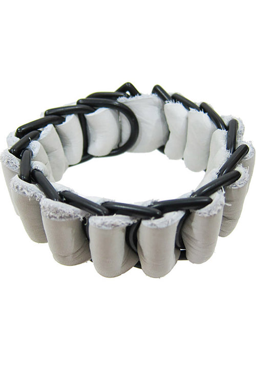 David Galan Military Leather Bracelet in White