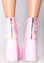 CAMEL 203 Daddy's Girl Holographic Pink Platform Boots