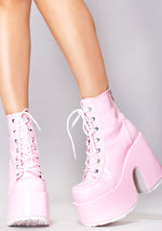 CAMEL 203 Daddy's Girl Holographic Pink Platform Boots