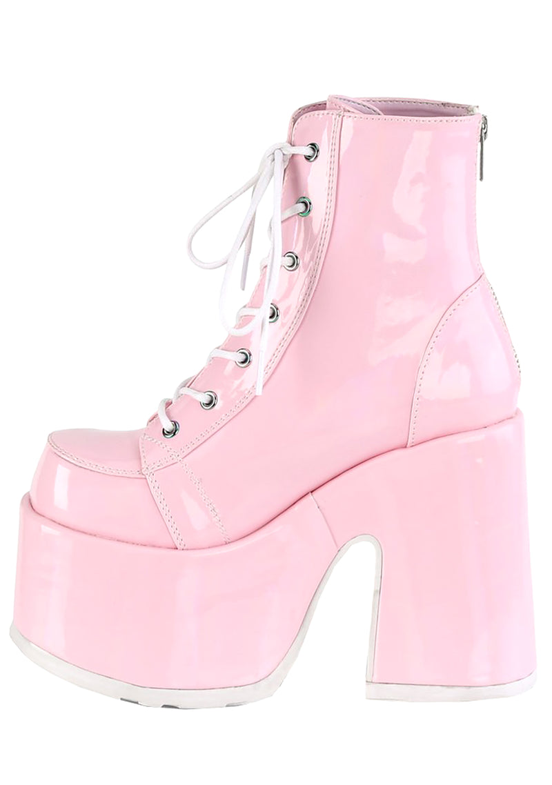 Camel 203 Daddy's Girl Holographic Pink Platform Boots 6