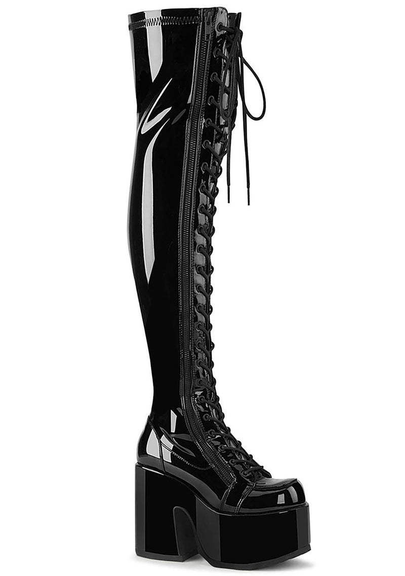 CAMEL 300 Mistress May I Patent Black Platform Boots