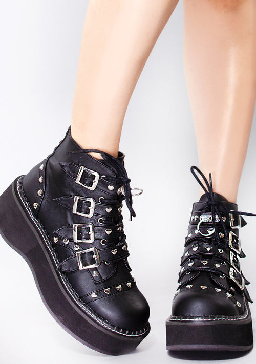 EMILY 315 Tainted Love Black Platform Boots