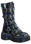 EMILY 330 Beautiful Nightmare Hologram Black Platform Boots