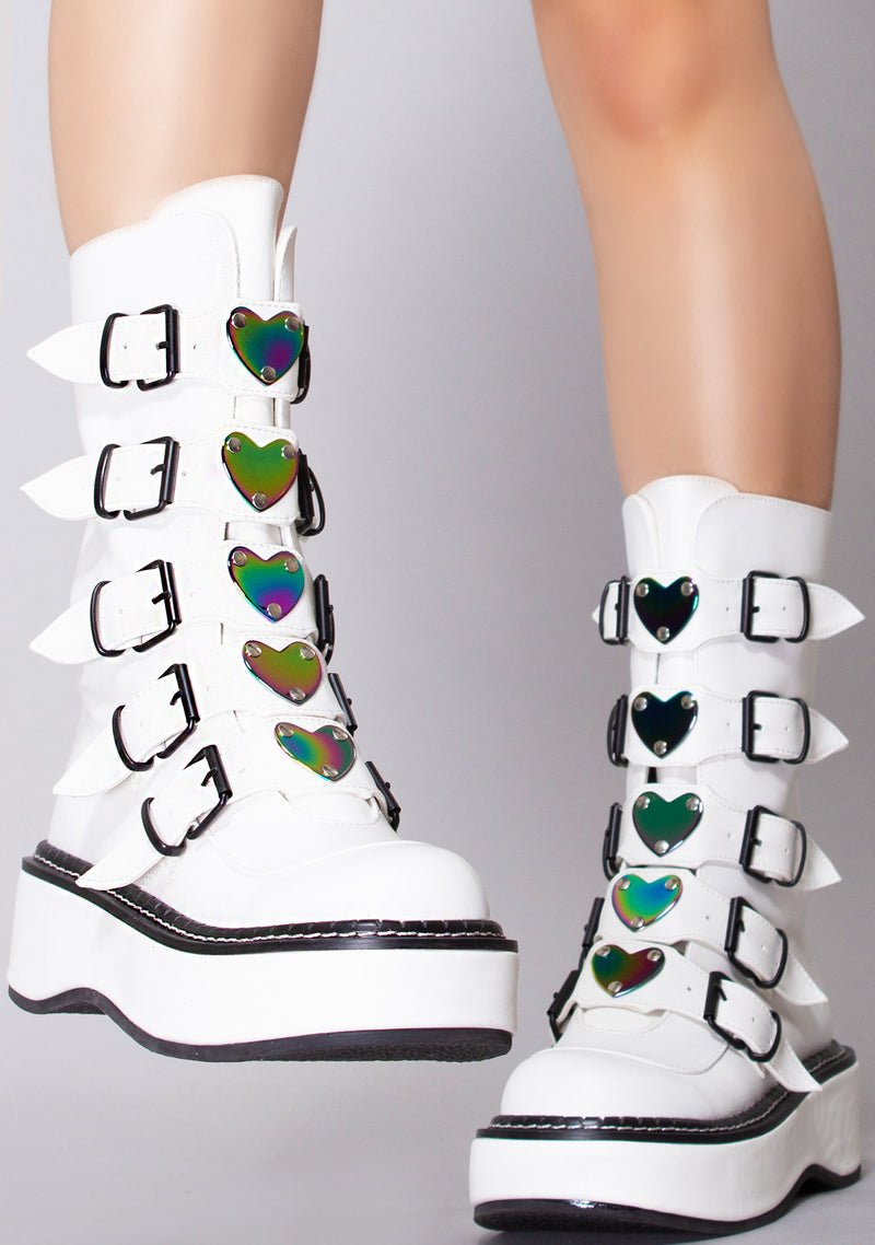 EMILY 330 Space Candy White Platform Boots