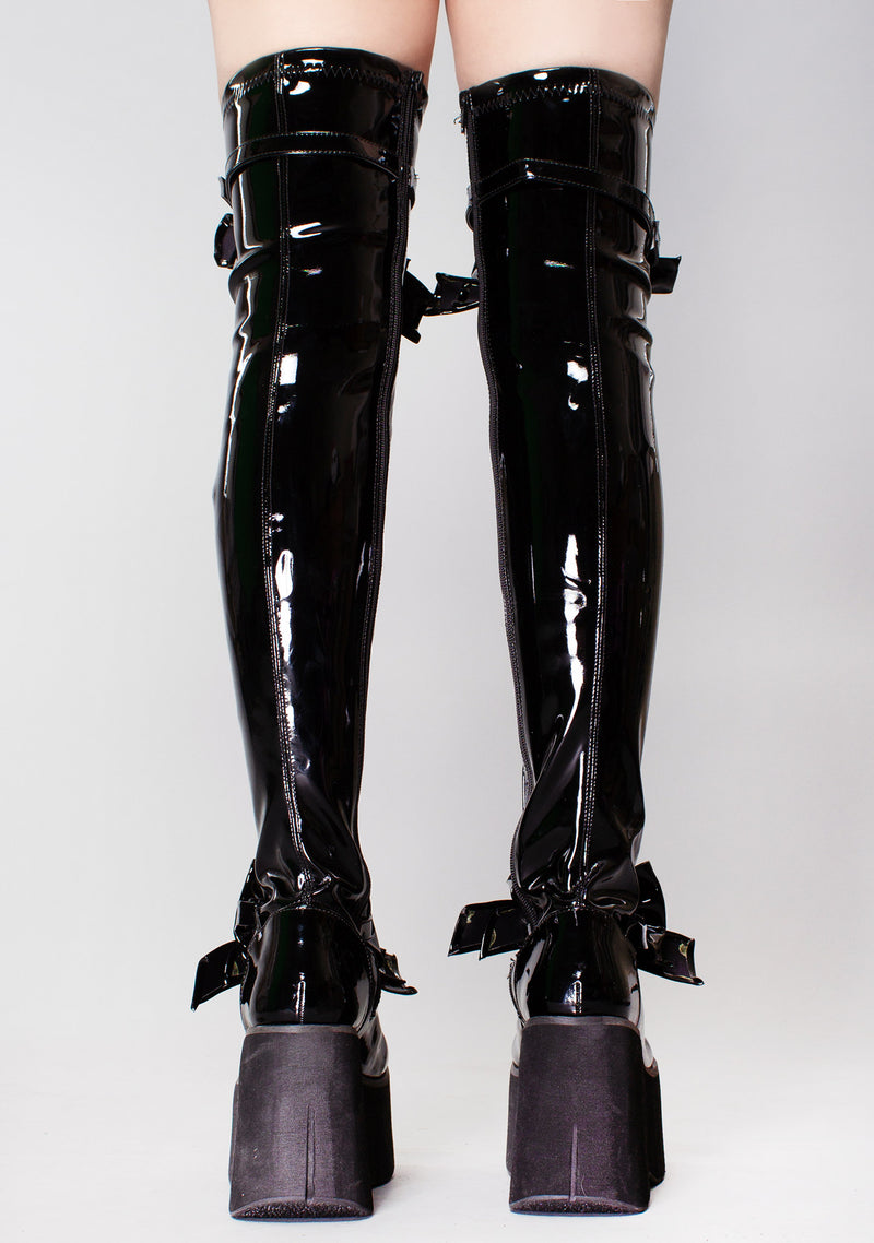 KERA 303 Maso-Kissed Patent Black Platform Boots