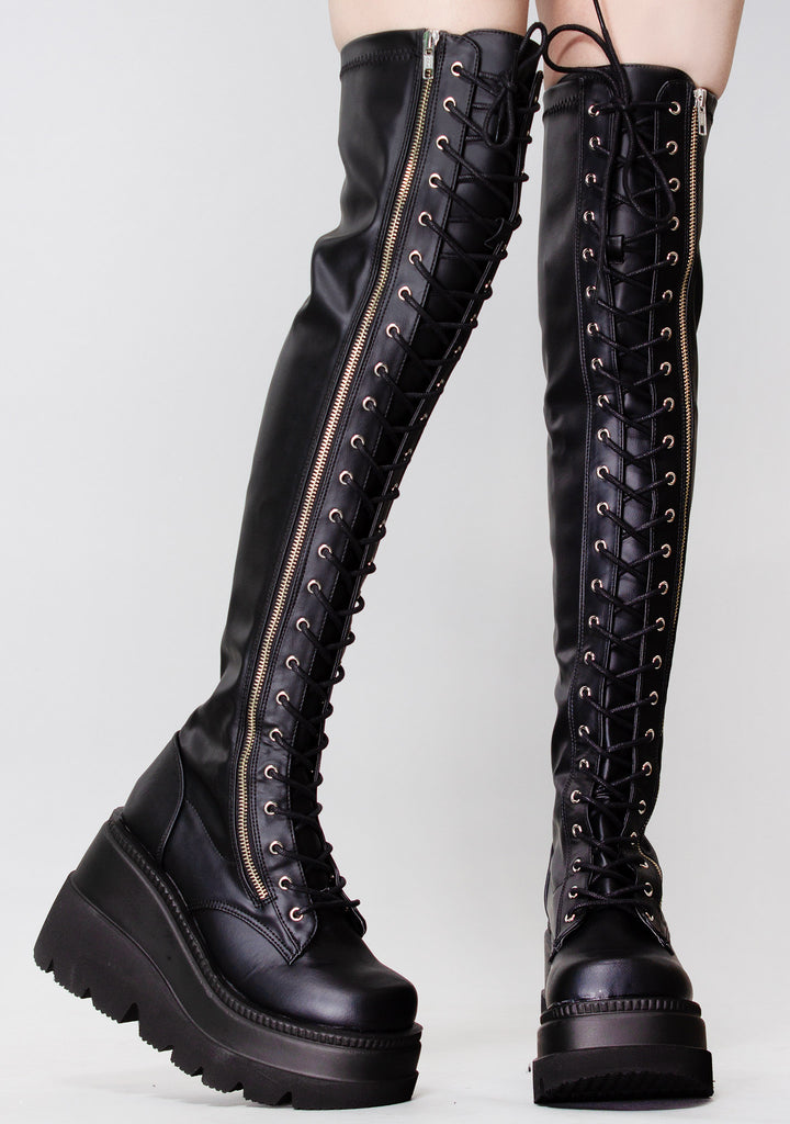 Demonia Rude Awakening Platform Thigh-High Boots at  – LA  Style Rush