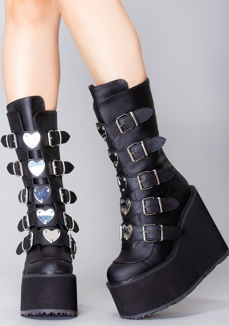 DEMONIA Shop Demonia Black Heart Platform Boots at LAStyleRush