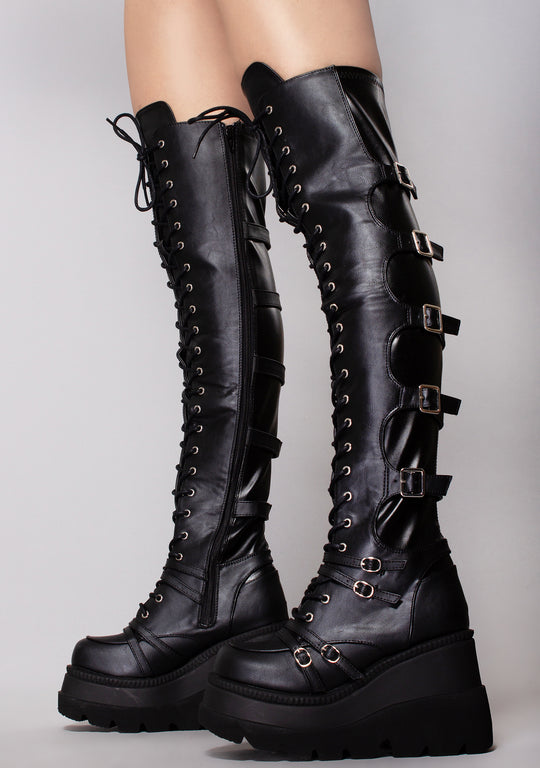 Black platform rave boots clearance