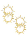 Double Sun Crystal Golden Earrings
