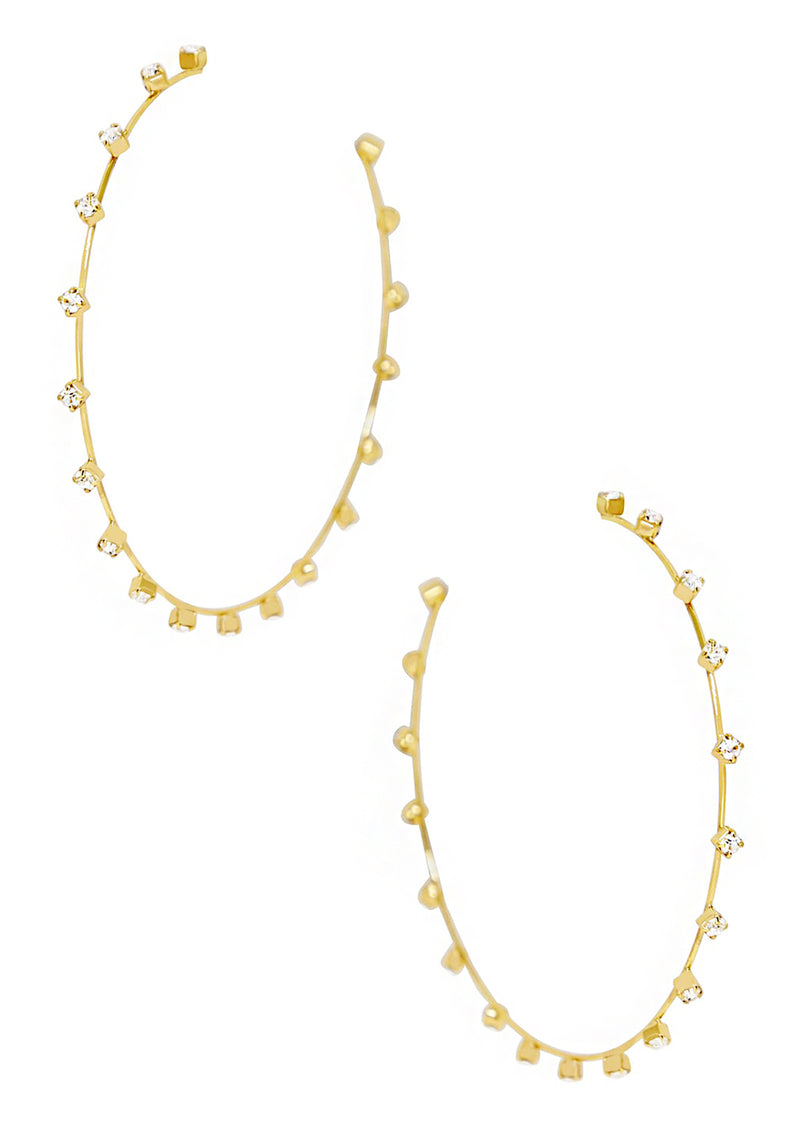 Simple Spark Crystal Hoop Earrings in Gold