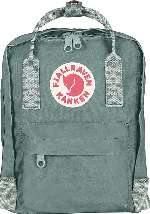 Fjallraven Kanken Mini Backpack in Frost Green/Chess Pattern
