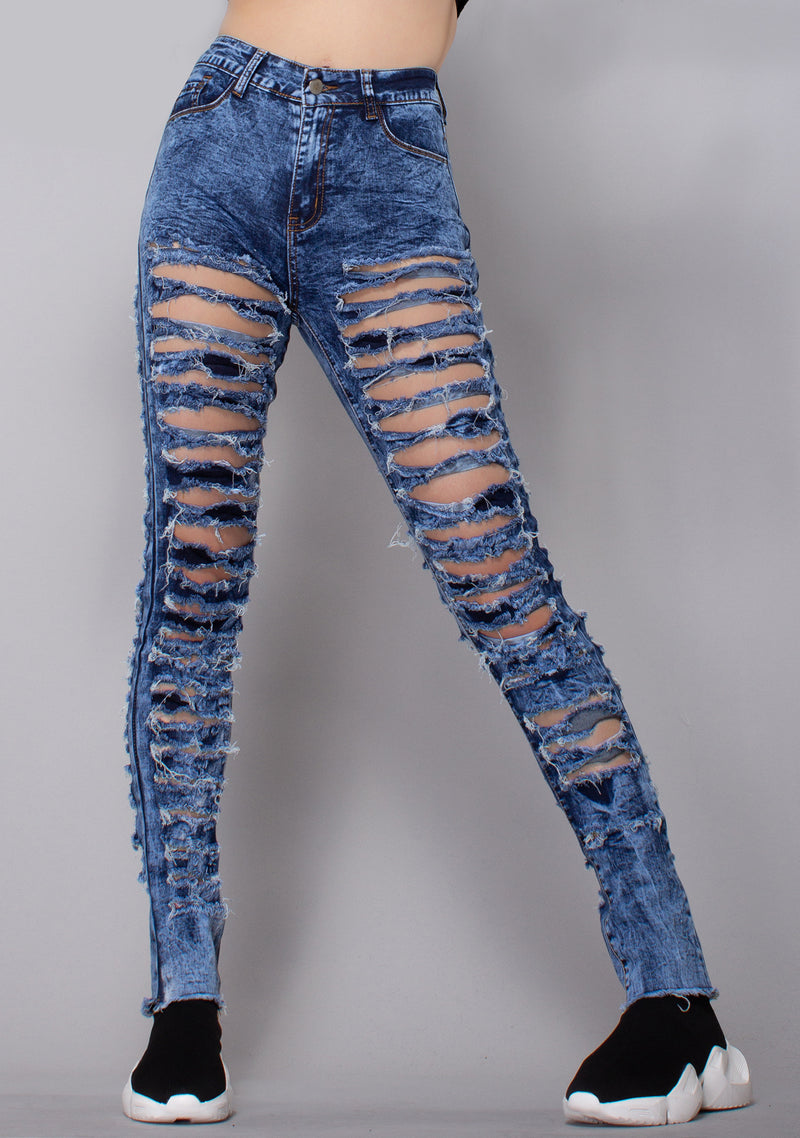 Frayed Distressed Denim Jeans | Sparkle In Pink