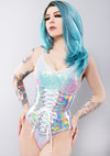 Holographic Silver Hourglass Waist Cincher