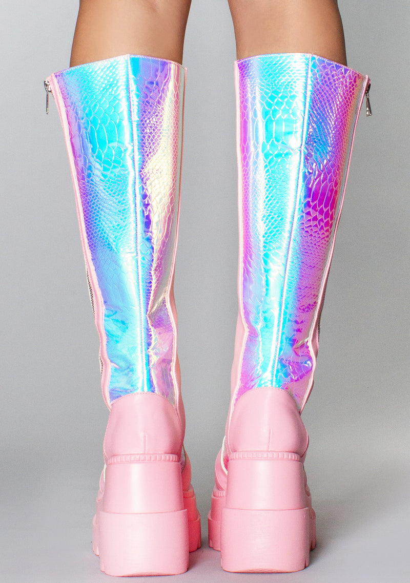 LASR Pink Poison Hi Platform Boots LASR – LA Style Rush