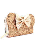 Loungefly X Disney LASR Exclusive Yellow Gold Sequin Minnie Ears Zip Around Wallet