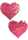 Pastease Love Color Changing Sequin Heart Nipple Pasties in Hot Pink/Matte Pink