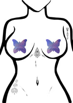 Pastease Monarch Holographic Butterfly Nipple Pasties in Lavender