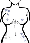 Pastease Body Minis Silver Glitter Star Nipple & Body Pasties 8PK Set