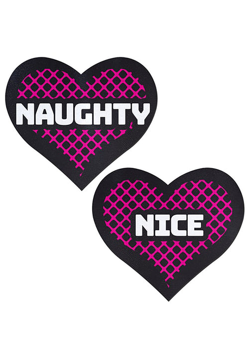Pastease Love Naughty & Nice Heart Nipple Pasties in Black/Pink