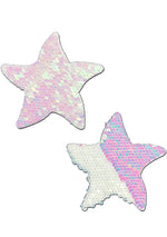 Pastease Starfish Flip Sequin Sea Star Nipple Pasties in White/Pearl