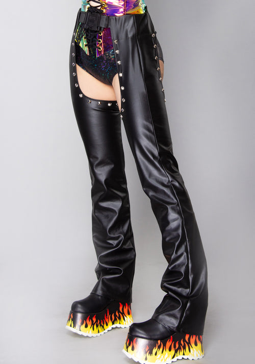 Outlawed Studded Faux Leather Chaps