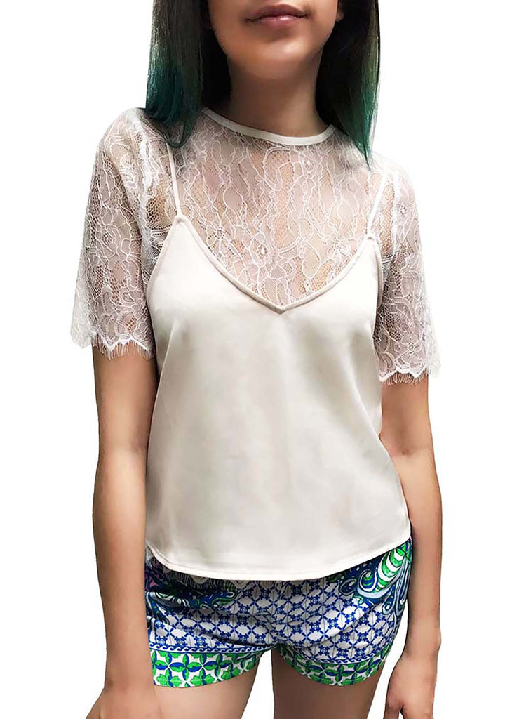【Shalom】TELEPATHY LACE TOP shalom Telepathy Lace Top - Pink | International Store