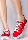 X Marvel Travel Lite Womens Low AOP Marvel Logos Sneakers in Red