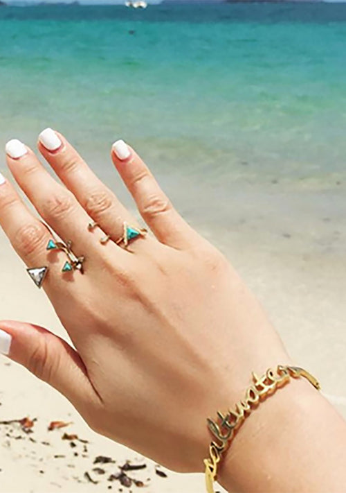 Wanderlust + Co Saltwater Bangle in Gold