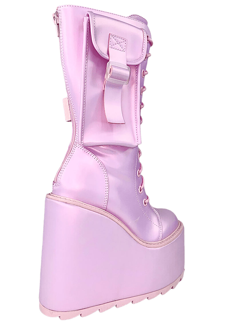 Dune Desert Platform Boots in Pearl Pink
