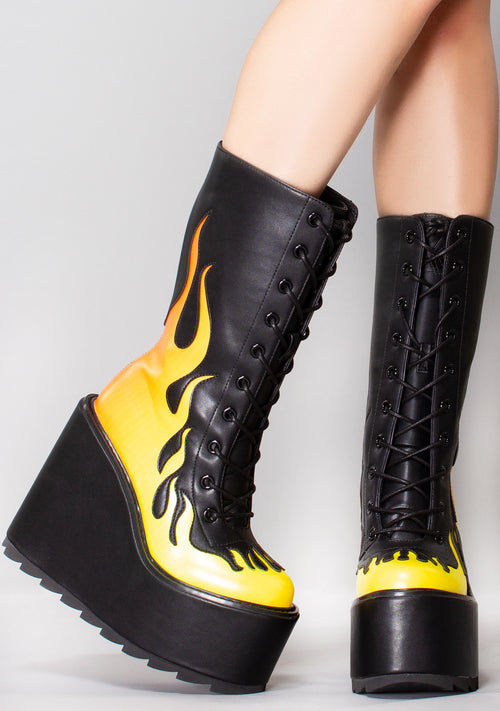 Dune Lace Up Flame in Black/Yellow
