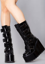 Dune Techno Platform Boots in Black
