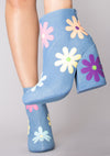 Jem Daisies Ankle Boots in Denim