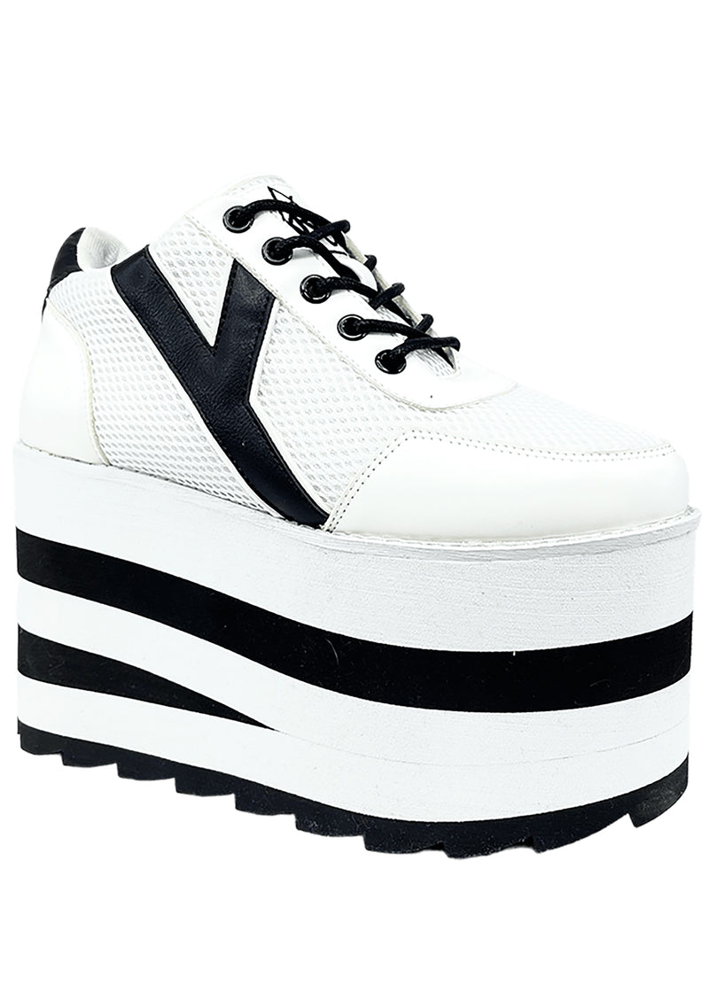 Karazii Platform Sneakers in White Black