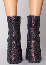Krush Platform Boots in Black Glitter
