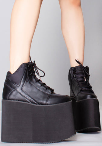 Y.R.U. Shop Y.R.U. Qozmo Sky Platform Sneakers in Black at