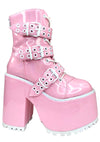Smash Strapped Platform Boots in Pink Hologram/White