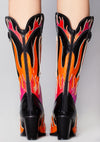 Space Cowgirl Flame Boots in Black Red