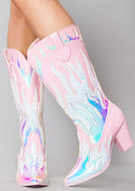 Space Cowgirl Flame Boots in Pink Atlantis