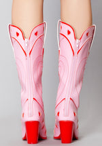 Space Cowgirl Heart Boots in Pink Red