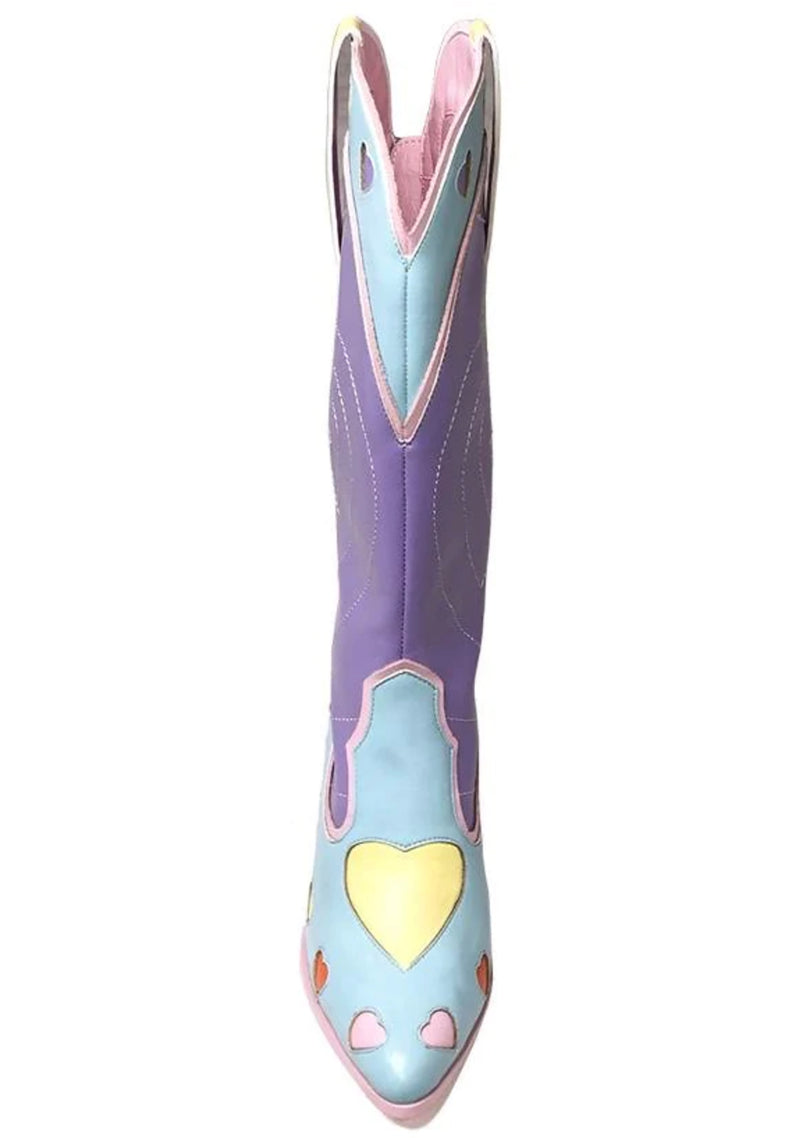 Space Cowgirl Heart Boots in Pastel