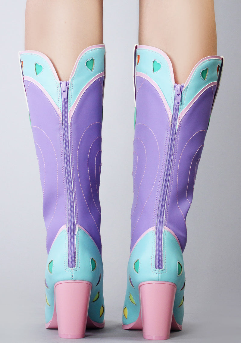 Space Cowgirl Heart Boots in Pastel
